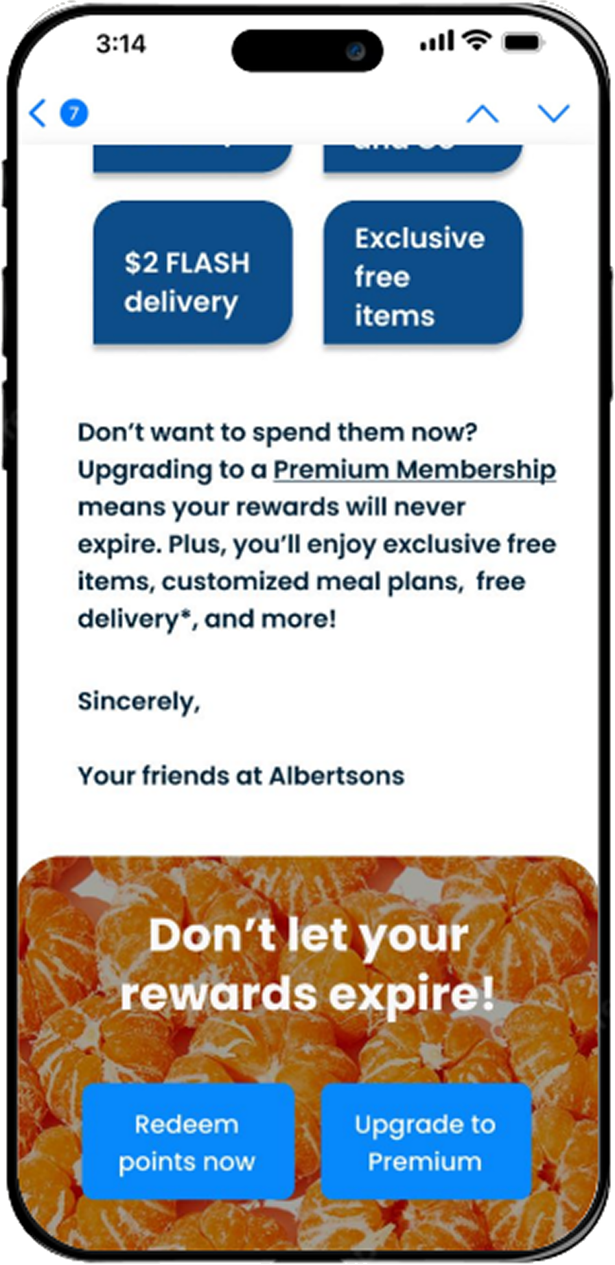 Email prompting an upgrade to Premium membership