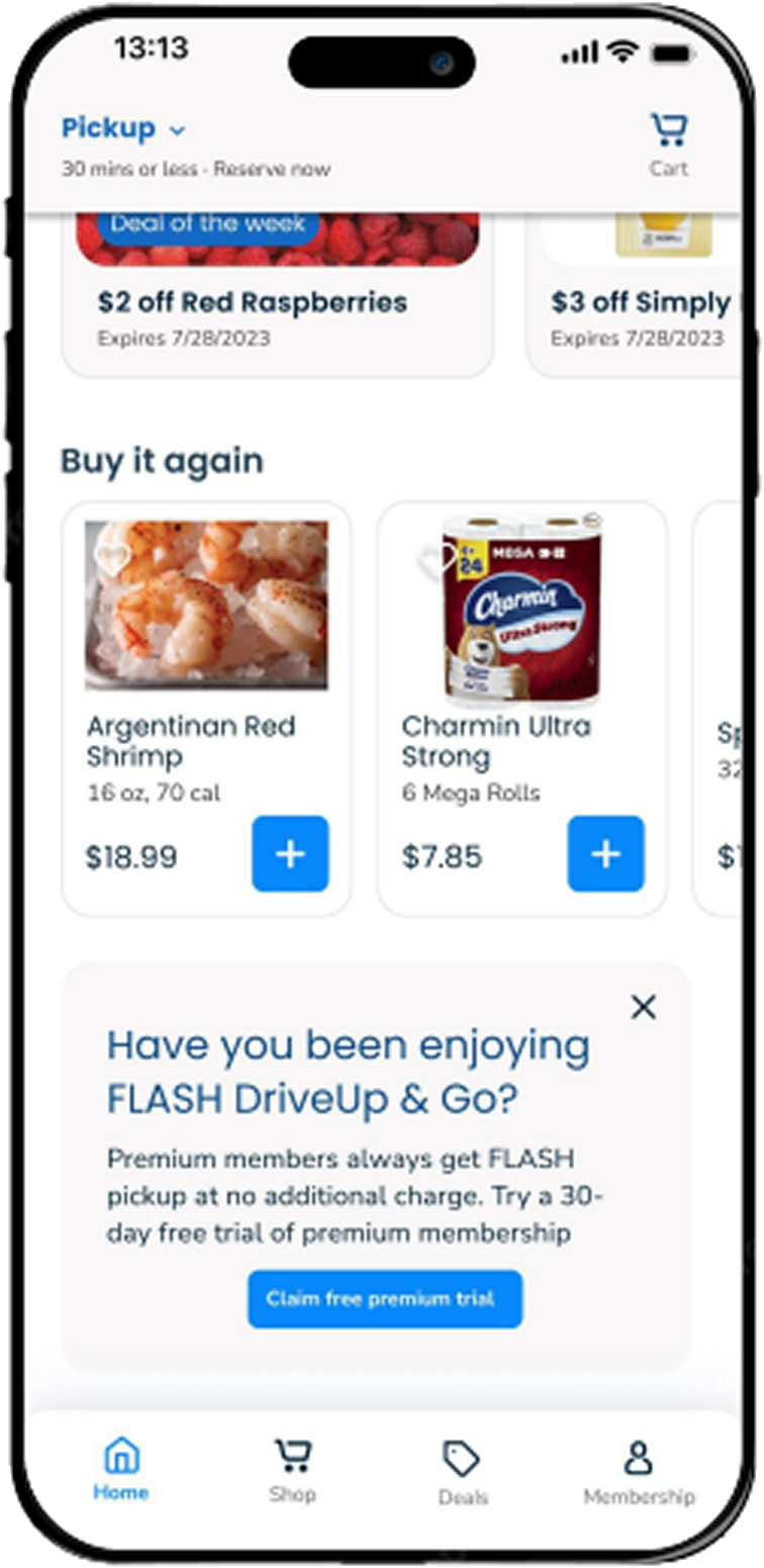 Shop screen with recipes selected for you and FreshPass-only unlocks