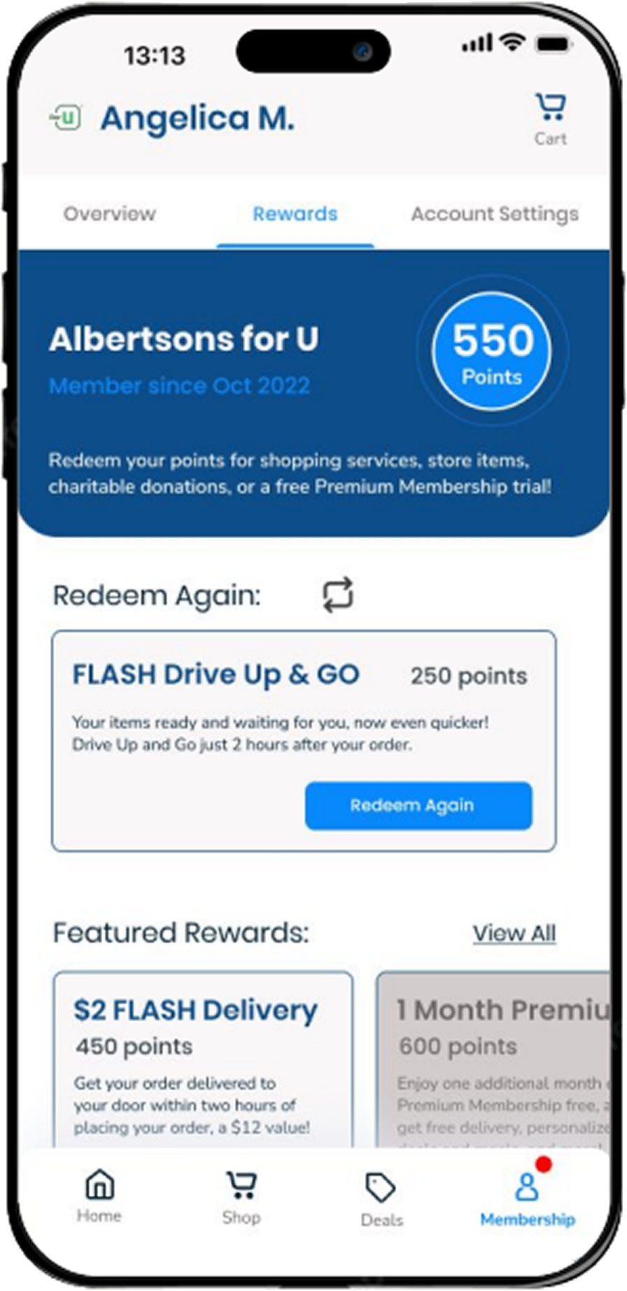 Membership overview with savings this month and member roundup