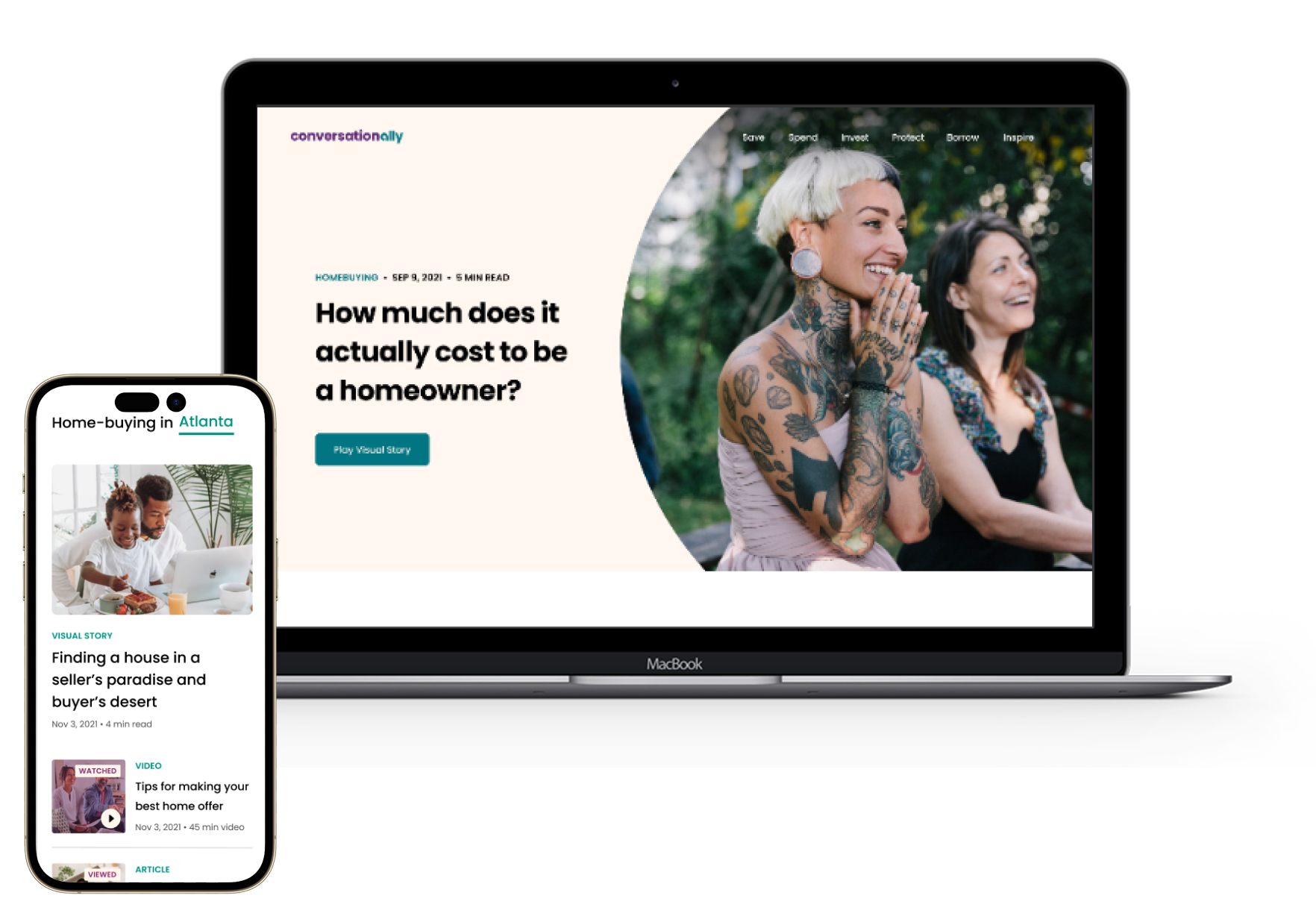 Ally content site on desktop and mobile