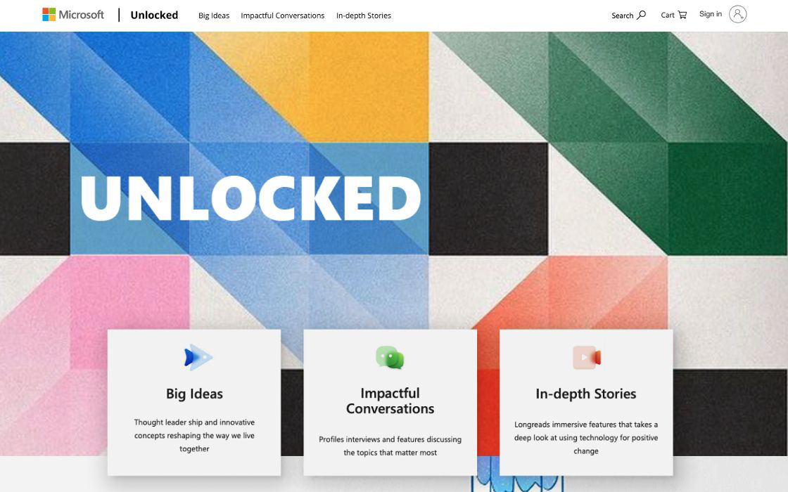 Storytelling hub prototype from the Microsoft content ecosystem work
